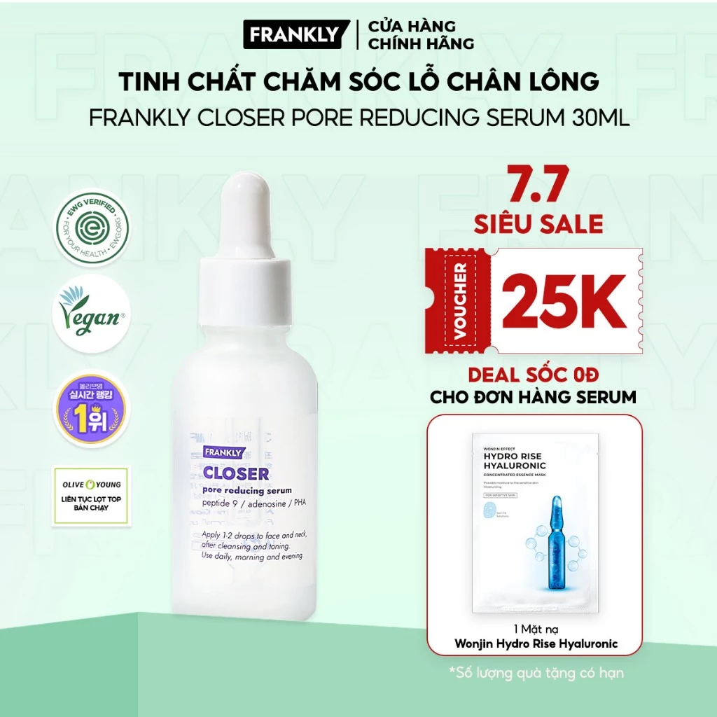 Tinh chất chăm sóc lỗ chân lông Frankly Closer Pore Reducing Serum 30ml