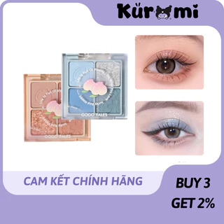 Bảng phấn mắt má 2 tầng kèm phấn má Gogotales Amoy Likes Blush GT426 phấn mịn lì KUROMI có nhũ láu trôi lên màu chuẩn