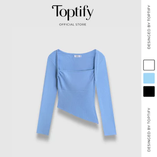 Áo croptop nữ tay dài TOPTIFY vạt chéo, chất vải cotton gân mát HAKITA TOP TAC136