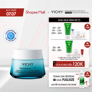 Kem dưỡng phục hồi chuyên sâu và dưỡng ẩm da đến 72h Vichy Mineral 89 50ml