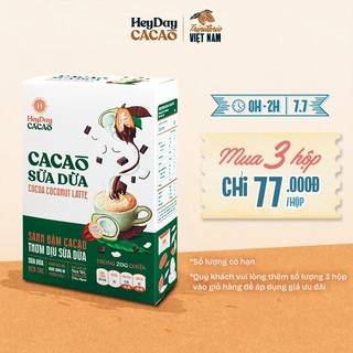 Bột Cacao Sữa Dừa Heyday - Hộp Giấy 12 Gói Tiện Lợi 20g - Bột cacao sữa dừa tự nhiên, thuần chay - Heyday Cacao