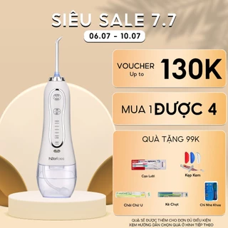 Máy tăm nước cầm tay H2ofloss HF6, phiên bản nâng cấp với nút mở bình nước. Tặng bộ 5 đầu tăm kèm củ sạc,túi đựng