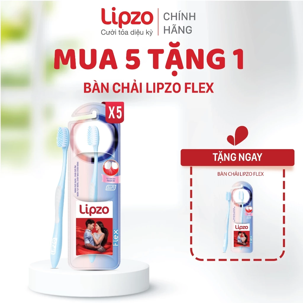 [Mua 5 Tặng 1] Bàn Chải Đánh Răng Lipzo Flex Khay Màu Pastel Công Nghệ  Lông Bàn Chải Lõi Kép Chỉ Tơ Nha Khoa