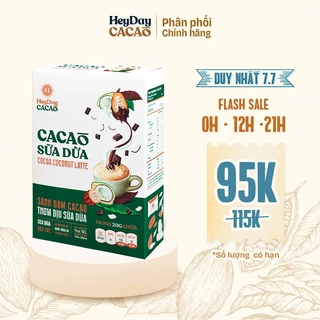 Bột Cacao Sữa Dừa Heyday - Hộp 12 gói x 20g - Đậm vị cacao thượng hạng và thơm béo sữa dừa tốt cho sức khoẻ