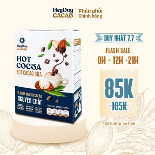 Bột Cacao Sữa Heyday - Hộp 12 gói x 20g - Đậm vị cacao thượng hạng và sữa tách béo tốt cho sức khoẻ