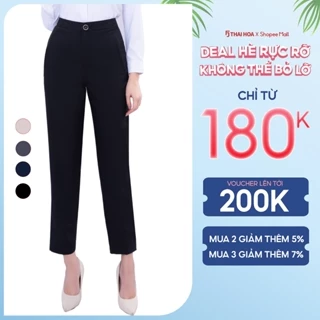 Quần baggy nữ công sở sợi gỗ sồi Thái Hòa QAW1816-R15 (74% tinh chất)