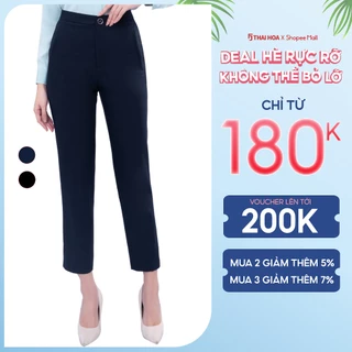 Quần baggy nữ công sở sợi gỗ sồi Thái Hoà QAW1816-R16 (tinh chất 95%)