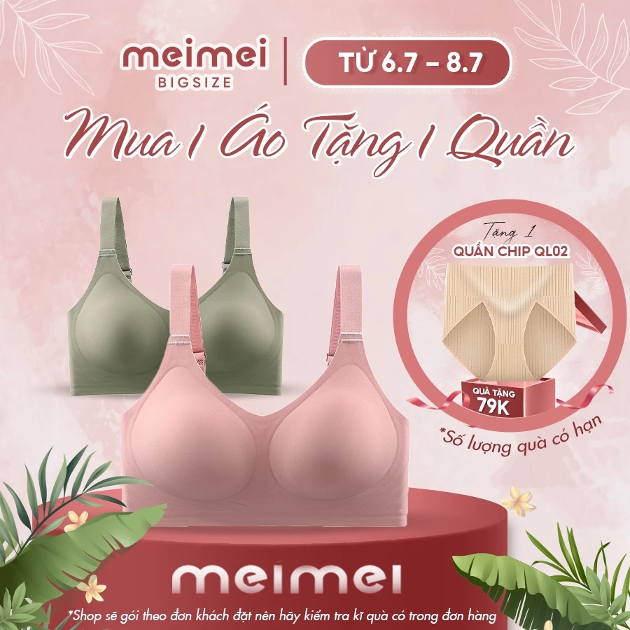 Áo ngực Meimei Bigsize - A3 không gọng đệm mút đính liền, chất su lạnh nâng đỡ, bản to che mỡ lưng cho nàng chubby