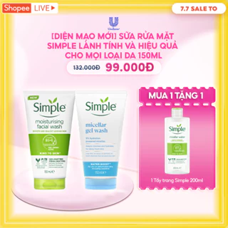 [DIỆN MẠO MỚI] Sữa Rửa Mặt Simple lành tính và hiệu quả cho mọi loại da 150ml