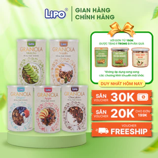 Granola LIPO ngọt thanh tự nhiên, giòn tan, ít calo - Ngũ cốc Granola bổ sung dinh dưỡng 300g