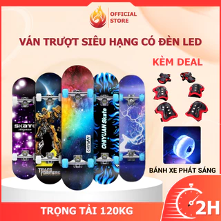 Ván trượt người lớn Skateboard siêu hạng ván trượt thể thao gỗ ép 7 lớp bánh xe chịu lực tới 180kg