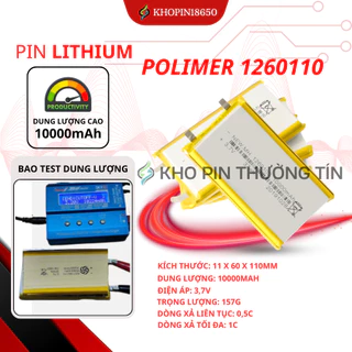 Pin Li-Po 3.7V 10000mAh 1260110 (Lithium Polymer) dung lượng cao tích điện lâu dùng chon dự phòng, Laptop, Loa Bluetooth