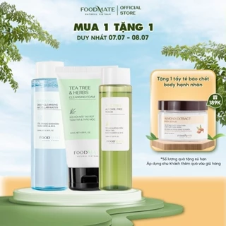 Bộ ba chăm da ngừa mụn FOODMATE phù hợp da dầu tẩy trang 200ml x sữa rửa mặt 120ml x toner 150ml