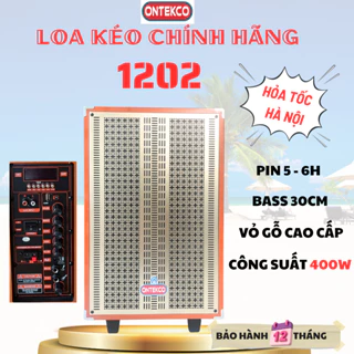 Loa Kẹo kéo Karaoke Bass 30 ONTEKCO 1202 - Kèm 2 Mic Hát Karaoke trong nhà, ngoài trời. Bảo Hành 12 Tháng Chính hãng