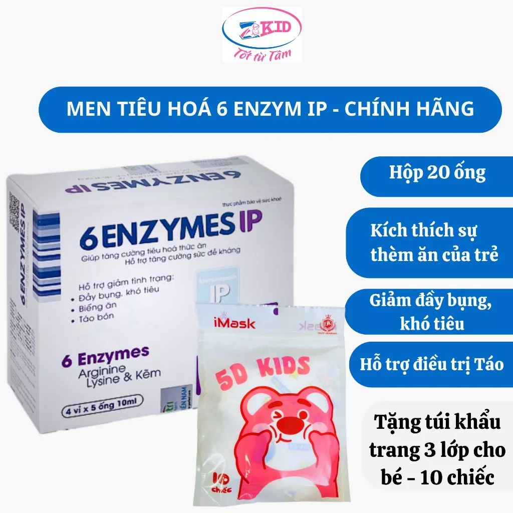 Men tiêu hoá 6 ENZYMES IP – Men tiêu hoá hỗ trợ ăn ngon, ít ốm, tiêu hoá khoẻ, tăng đề kháng