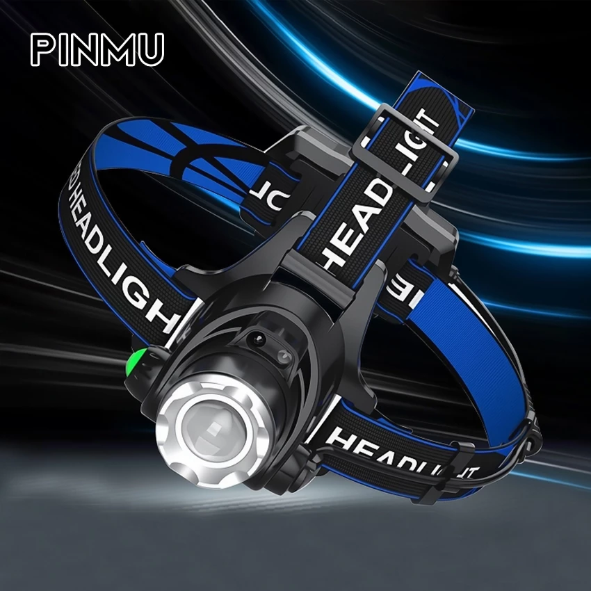 Đèn pin PINMU,Đèn Pin Đội Đầu Đeo Trán,Bóng Siêu Sáng Kèm Pin Sạc,cảm biến bằng tay , Siêu Tiện Lợi