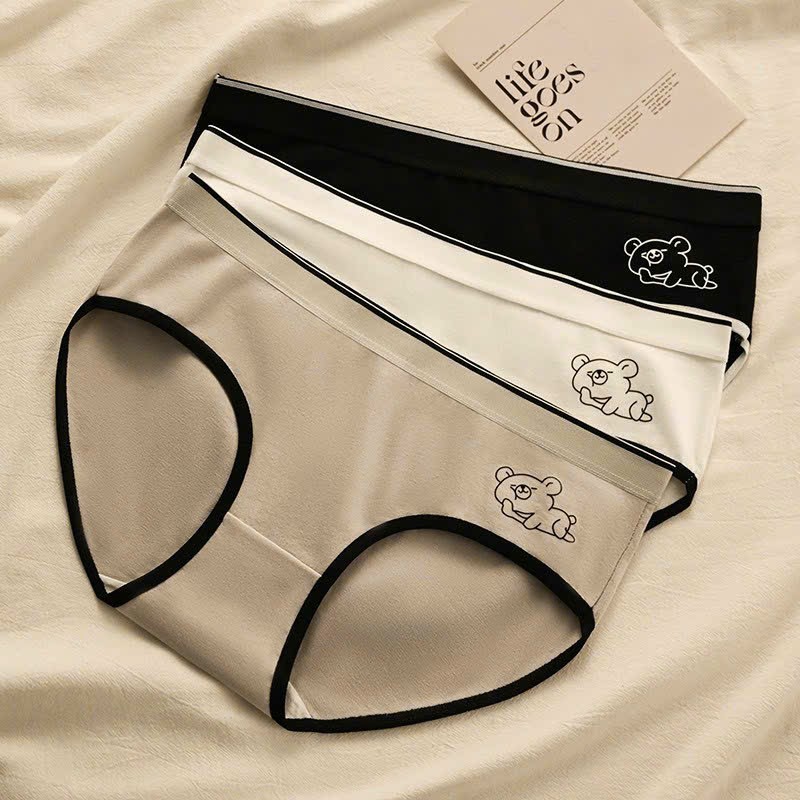 Quần Lót nữ cotton cạp liền phối họa tiết gấu dẽ thương mã 6956