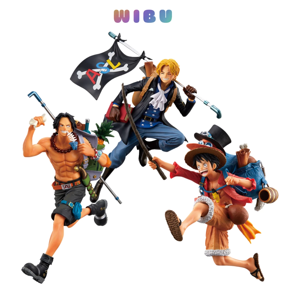 Mô hình One Piece Luffy Ace Sabo bộ 3 anh em đeo balo chạy cực cá tính . Cao 19-21cm , nặng 300gram . Figure One Piece