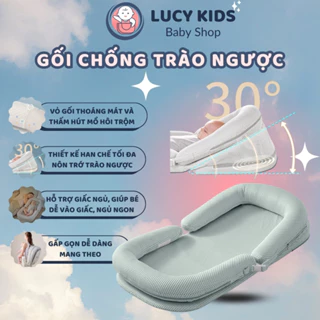 Gối chống trào ngược LUCY vải xô Muslin Organic cao cấp thông thoáng an toàn cho bé