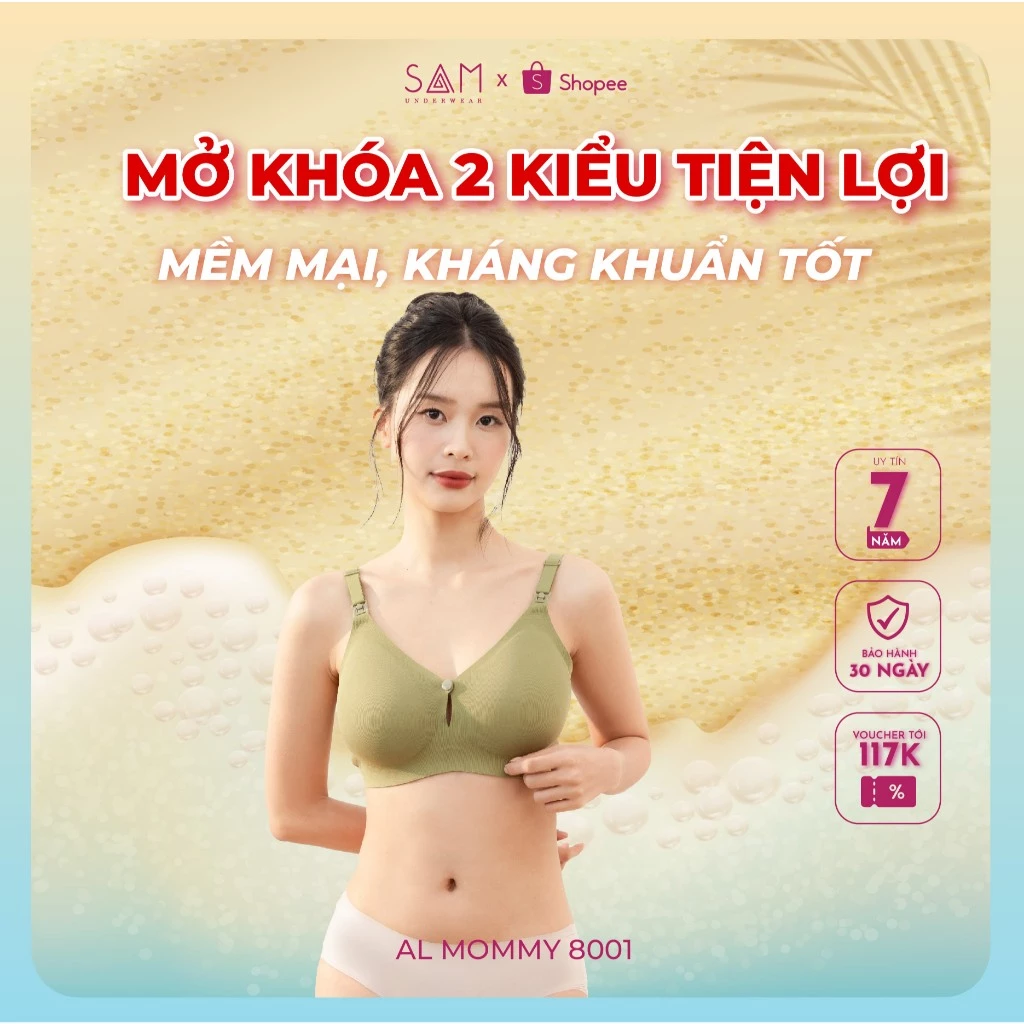 Áo lót bầu modal mềm mát tàng hình siêu nhẹ kháng khuẩn mở tiện lợi SAM Al Mommy 8001