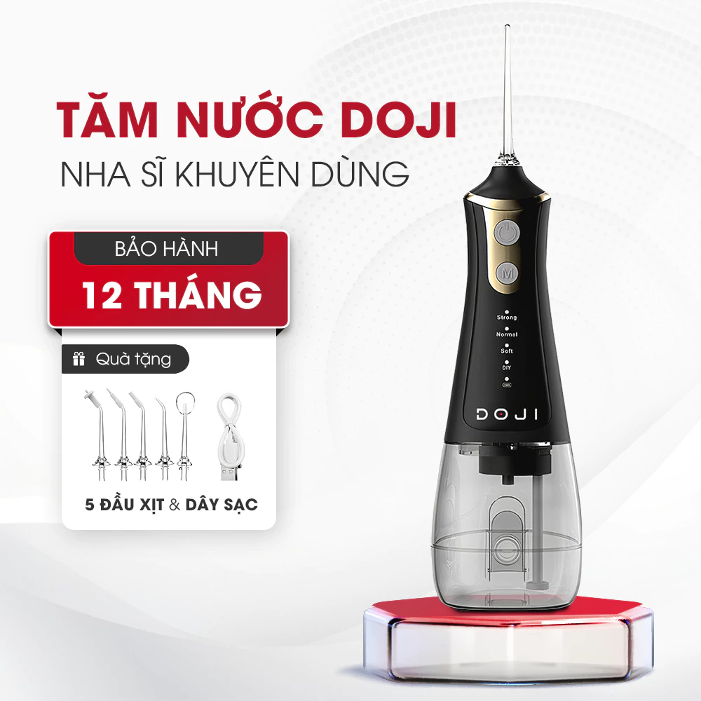 Tăm nước DOJI chính hãng 4 chế độ, nâng cấp chống nước, công suất mạnh, tặng 5 vòi xịt, dây sạc USB