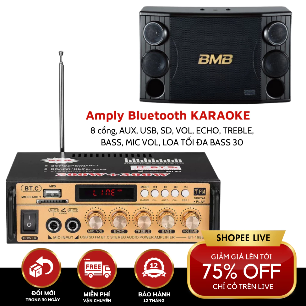 Amply mini hay - Nghe nhạc - Hát karaoke ở nhà/ trên xe/ kết nối không dây