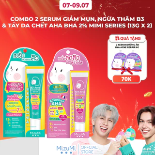 Combo 2 Serum Giảm Mụn, Ngừa Thâm B3 & Tẩy Da Chết AHA BHA 2% Mimi Series (13g x 2)