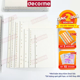 Giấy refill DecorMe ruột sổ còng giấy caro kẻ ngang cao cấp ít lỗ và nhiều lỗ phụ kiện sổ planner bullet journal