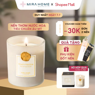 Nến Thơm Nước Hoa Decor Mira Home - Quà Tặng Cao Cấp, An Toàn Không Khói, Lưu Hương 6H, Pear & Freesia 360G