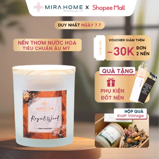 Nến Thơm Mira Home 280G - Living Collection | Hương Trầm Hương và Đàn Hương - Quà tặng, Không khói, An toàn