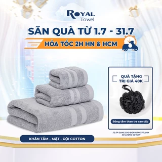 Khăn Tắm Gội Đầu Lau Mặt ROYAL TOWEL 100% Cotton Cao Cấp Bông Dày Thấm Hút Không Đổ Lông Dùng Cho Gia Đình Khách Sạn Spa