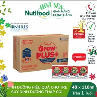 Sữa pha sẵn Grow Plus+ đỏ ít đường, có đường 110ml, 180 ml