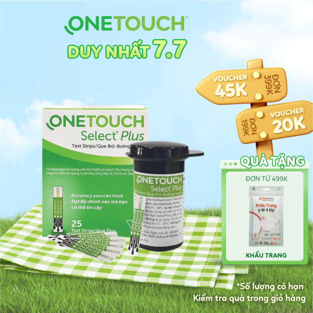 Que thử đường huyết OneTouch Select Plus 25 que/hộp