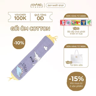 Gối Ôm Trẻ Em Khang Home - Chất Liệu 100% Vải Cotton Thiên Nhiên Thoáng Mát, An Toàn Cho Bé