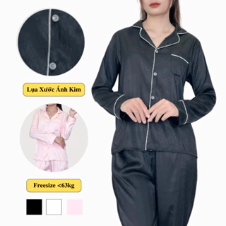 Pijama Lụa Nữ Quần Dài Dài Tay Mặc Ngủ Và Mặc Nhà Madela, Đồ Bộ Pijama Lụa Mặc Nhà Dài Nữ Vải Lụa Hàn Cao Cấp