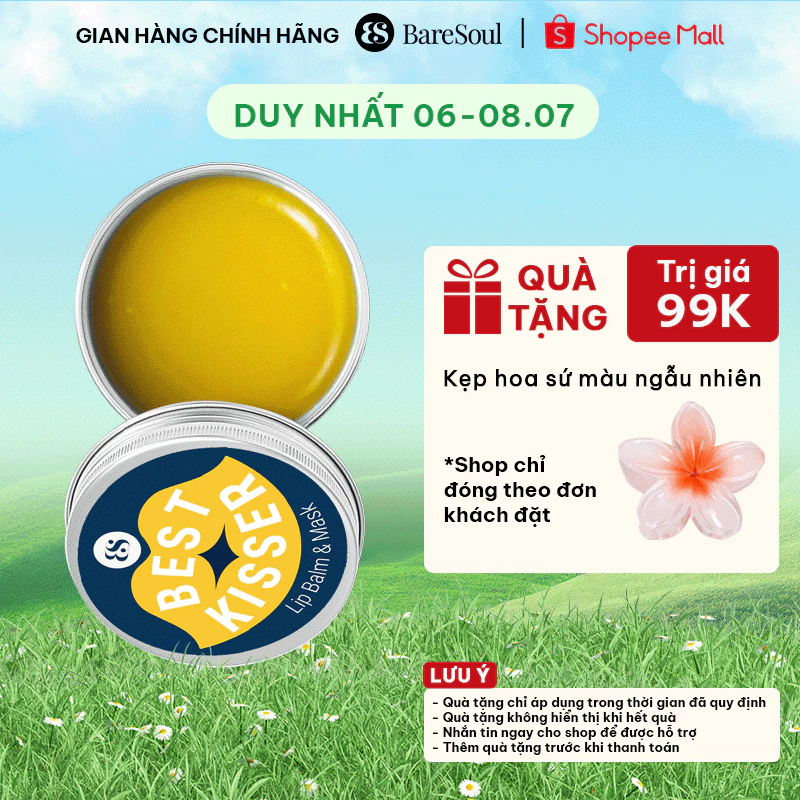 Mặt nạ ngủ cho môi kiêm son dưỡng Baresoul Best Kisser Lip Balm & Mask 10g