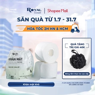 Khăn Mặt Khô Royal Towel Dùng 1 Lần Lau Khô, Lau Ướt, Gồm 80 Khăn Chất Viscose, Giấy Lau Mặt Dùng 1 Lần Mềm Mịn Thấm Hút