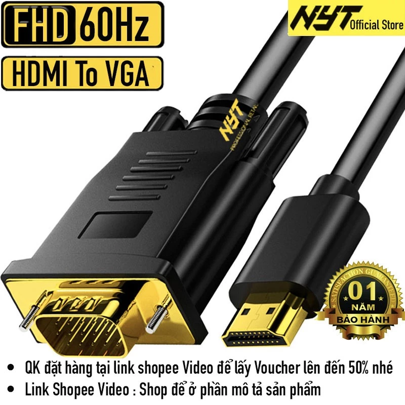 Dây Cáp HDMI Sang VGA Dài 0.5M - 10M ID Tech H2V101
