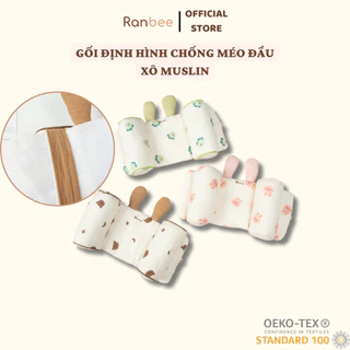 Gối Cố Định Chống Méo Đầu Cho Bé Chất Liệu Xô Muslin Tích Hợp Lưới Air Mesh Mềm Mại, Thông Thoáng