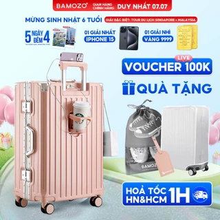 Vali khung nhôm khóa sập Bamozo 9066 size 20/24 inch cao cấp bịt 4 góc kim loại chống va đập bảo hành 5 năm