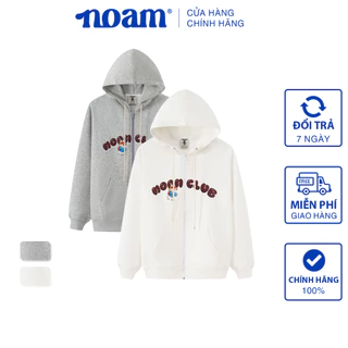 Áo khoác nỉ NOAM Hoodie Zip Nafox Vải nỉ mềm mịn vượt trội - Xám/ Trắng