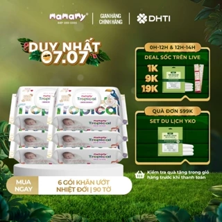 Khăn ướt Mamamy Tropical gói 90 tờ cho mẹ và bé cao cấp 100% sợi tự nhiên và rayon ngừa hăm, thêm tinh chất thiên nhiên