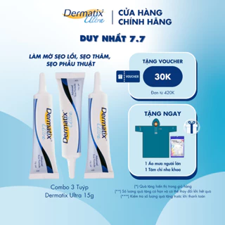 Combo 3 tuýp gel Dermatix Ultra 15g - Cải thiện sẹo lồi, sẹo phì đại, sẹo thâm cho người lớn