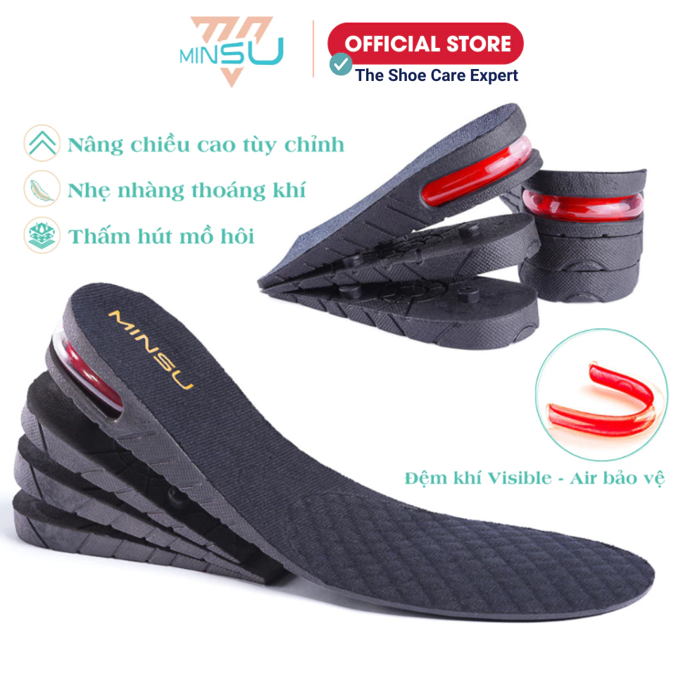 Lót Giày Tăng Chiều Cao Đệm Khí VISIBLE - AIR MINSU M5502 Miếng Độn Giày Thể Thao, Sneaker Nam Nữ Tháo Rời Được.
