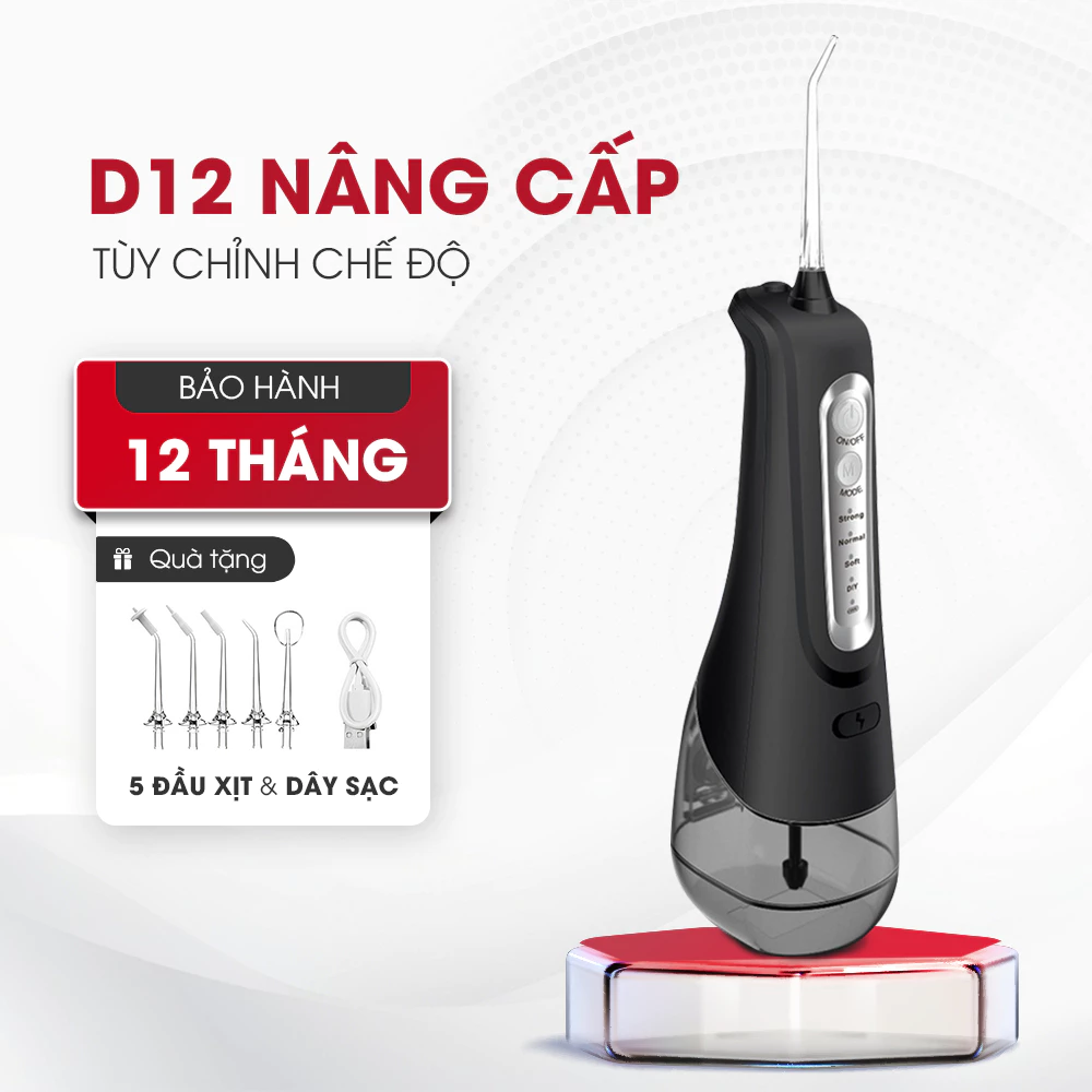 Máy tăm nước DOJI thế hệ mới chống thấm nước, 4 chế độ,công suất mạnh, Tặng 5 đầu xịt, dây sạc