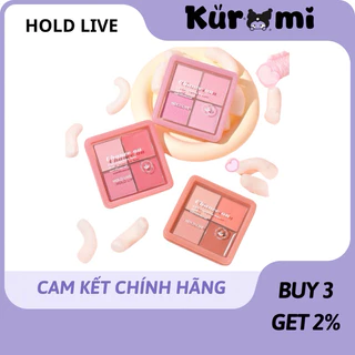 [HOLD LIVE] Phấn má hồng Hold Live 4 ô màu Hồng Lạnh Chance On tự nhiên nhiều tone màu kèm má hồng kem kuromi (HL707)