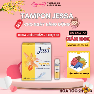 Băng vệ sinh Tampon Jessa size 3 giọt 80 cáing ống thoải mái đi biển, đi bơi không sợ trào tràn,thoáng mát nhập khẩu Đức