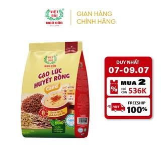 Combo 5 Bột Ngũ Cốc Gạo Lứt Huyết Rồng Canxi VIỆT ĐÀI Thơm Ngon Giúp Thanh Lọc Cơ Thể Túi 600g