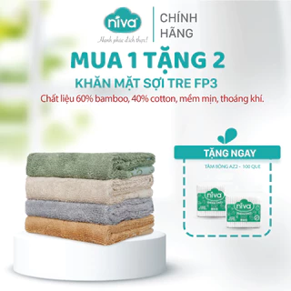 Khăn Mặt Sợi Tre Niva FP3 60% Sợi Tre Và 40% Cotton Mềm Mịn Thấm Hút Tốt, Mác In Satin Bóng Kích Thước 28x48 cm