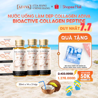 Combo 3 Hộp Nước Uống Làm Đẹp Collagen ADIVA Tem Trắng (14 Chai/Hộp) - Giúp Làn Da Săn Chắc, Ảm Mịn Và Căn